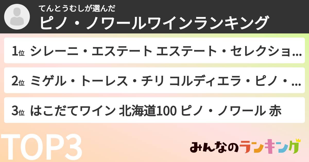 てんとうむしさんの「ピノ・ノワールワインランキング」