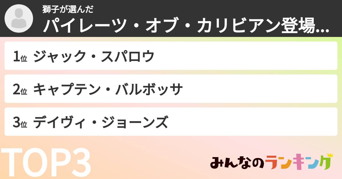 獅子さんの「パイレーツ・オブ・カリビアン登場人物ランキング」