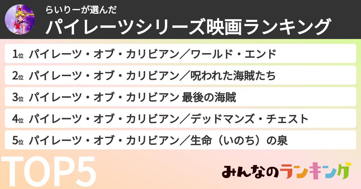 らいりーさんの「パイレーツシリーズ映画ランキング」