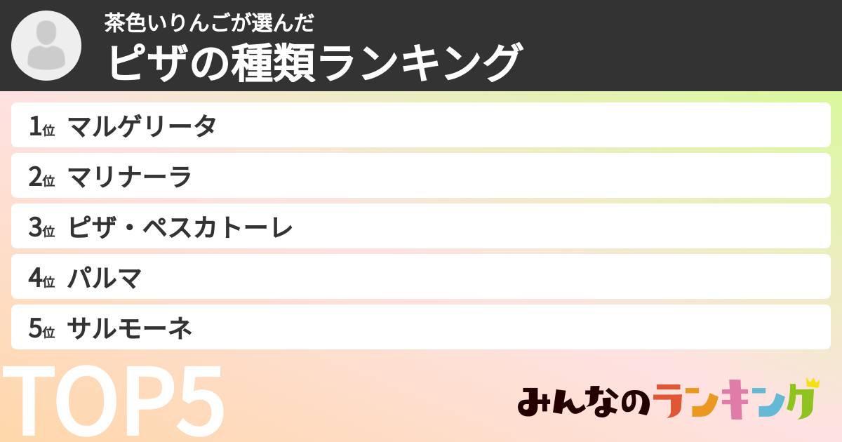茶色いりんごさんの「ピザの種類ランキング」
