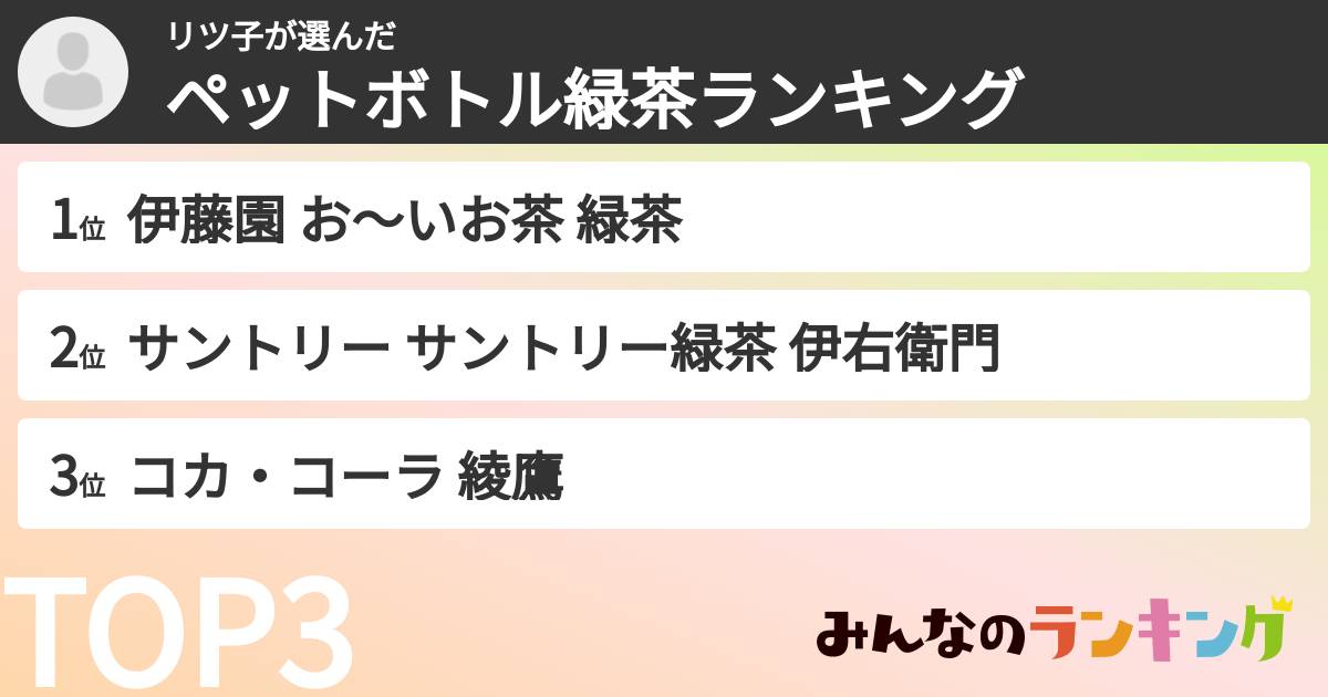 リツ子さんの「ペットボトル緑茶ランキング」