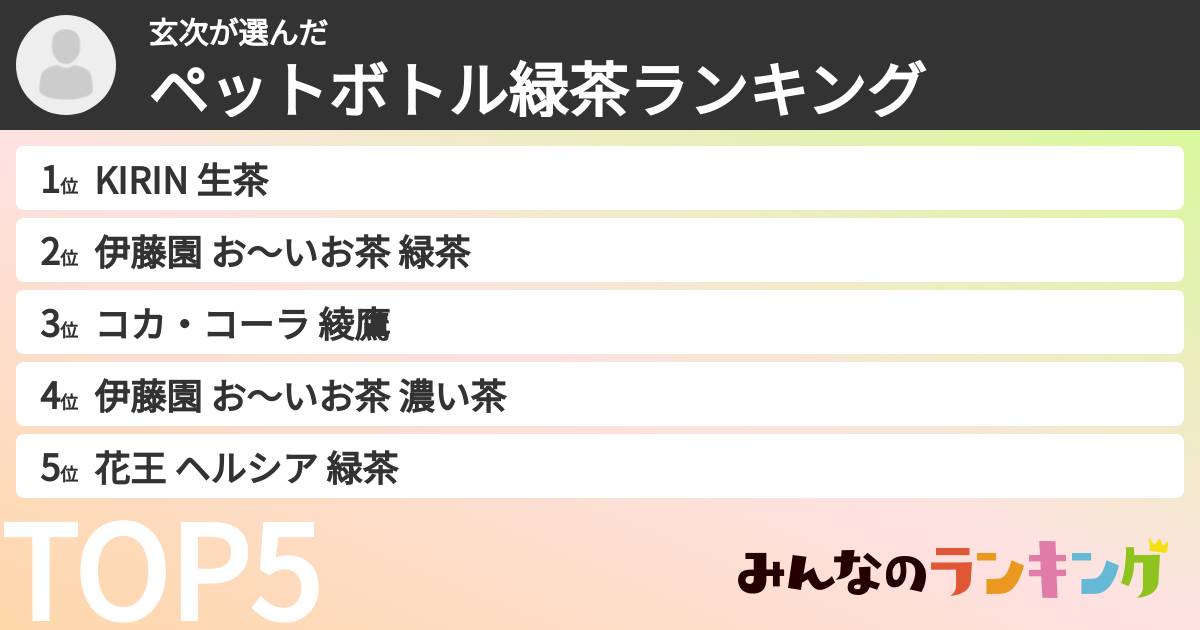 玄次さんの「ペットボトル緑茶ランキング」