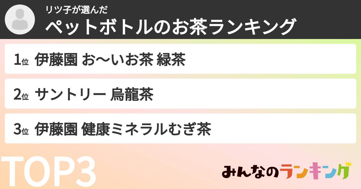 リツ子さんの「ペットボトルのお茶ランキング」