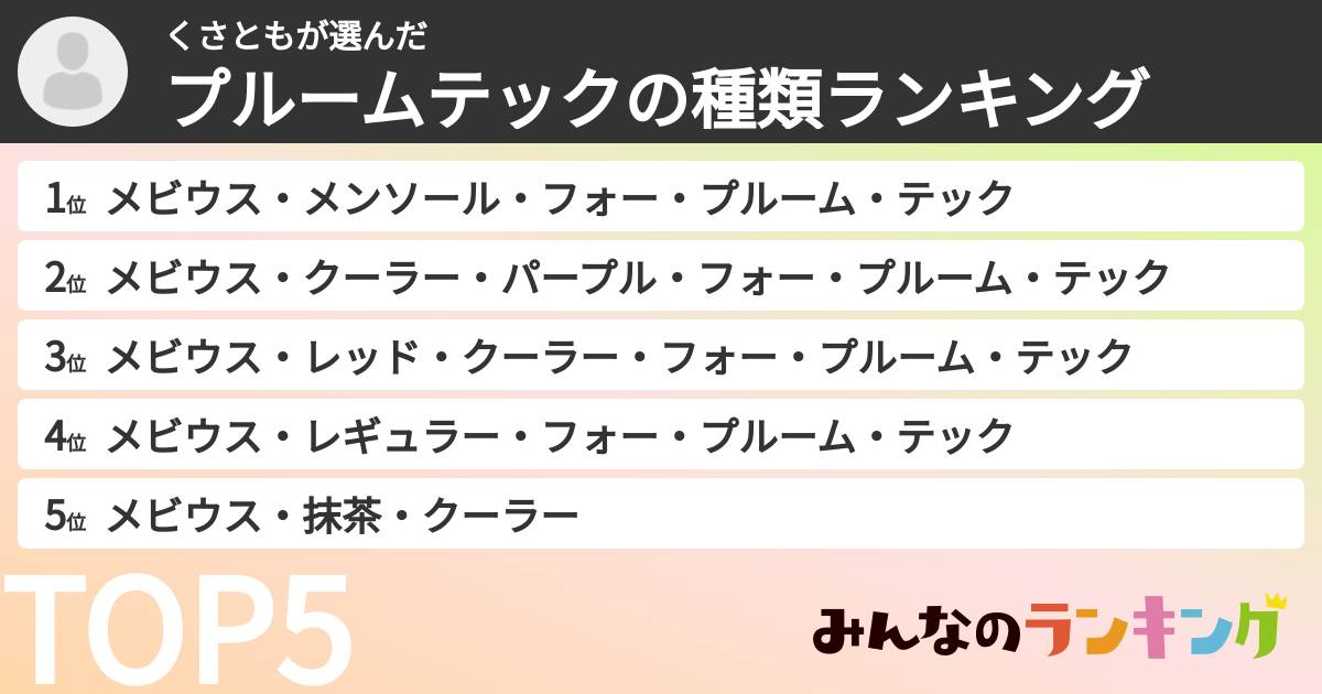 くさともさんの「プルームテックの種類ランキング」