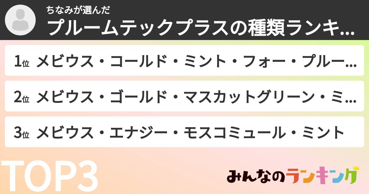 ちなみさんの「プルームテックプラスの種類ランキング」