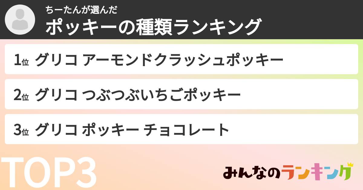 ちーたんさんの「ポッキーの種類ランキング」