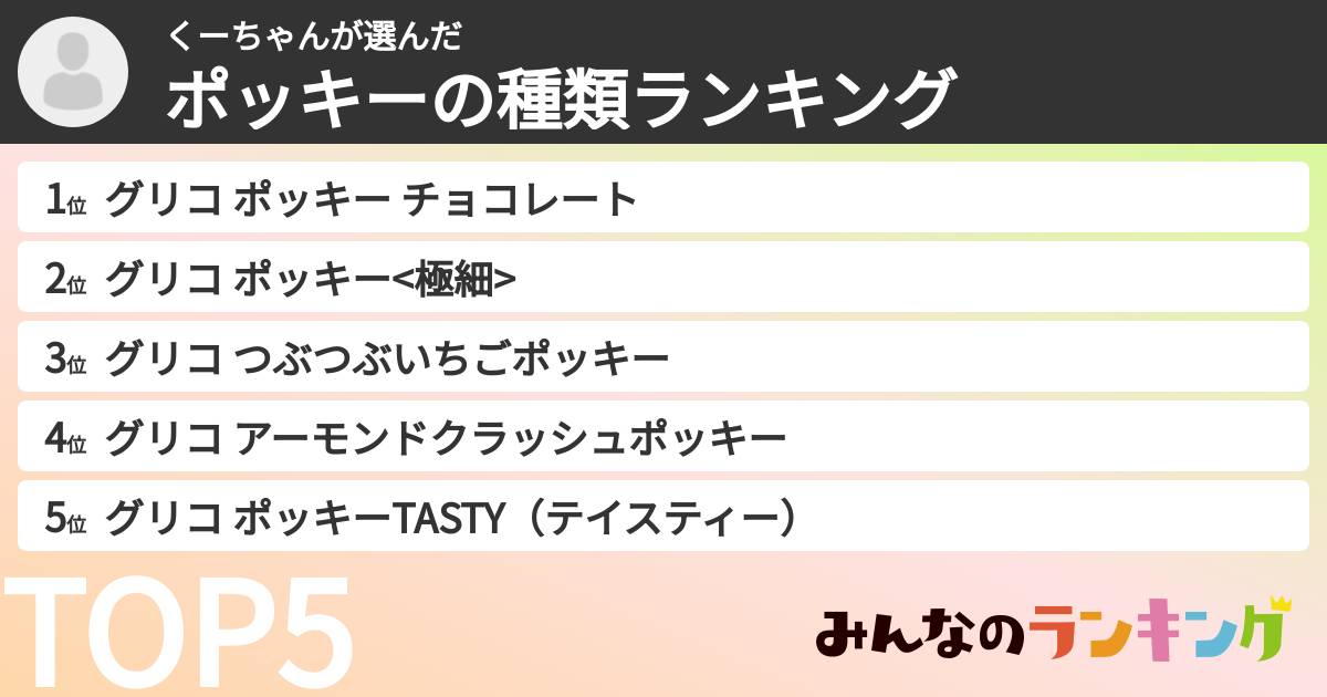 くーちゃんさんの「ポッキーの種類ランキング」