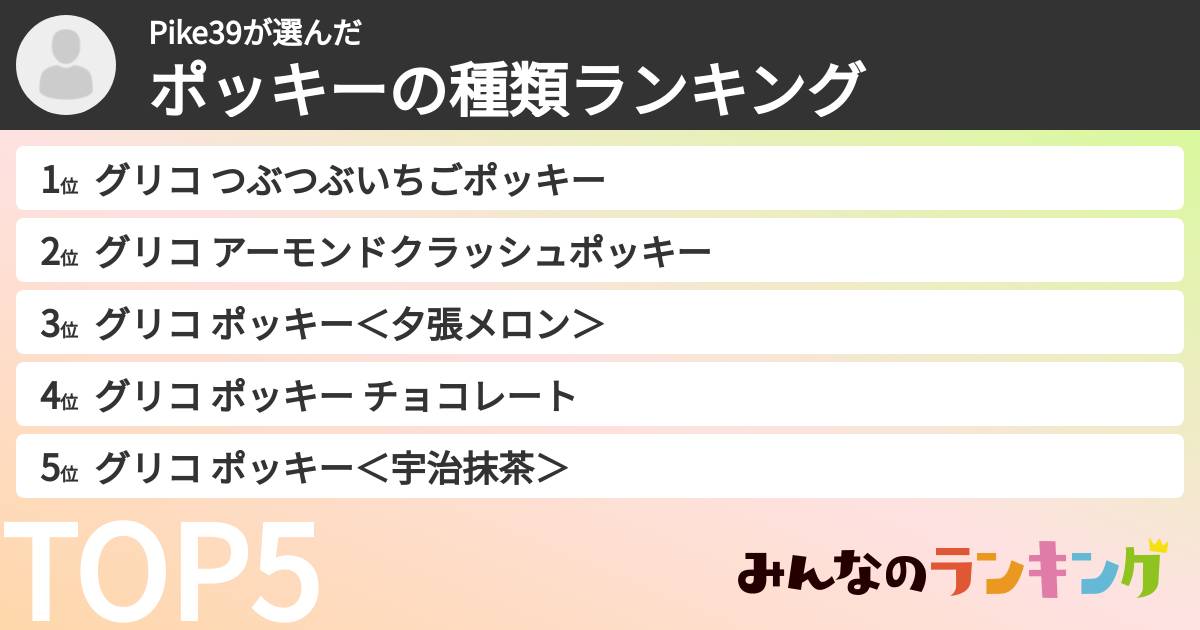 Pike39さんの「ポッキーの種類ランキング」