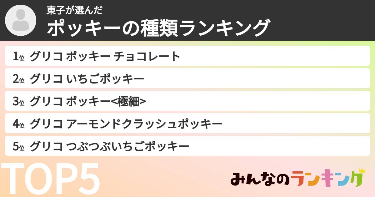 東子さんの「ポッキーの種類ランキング」