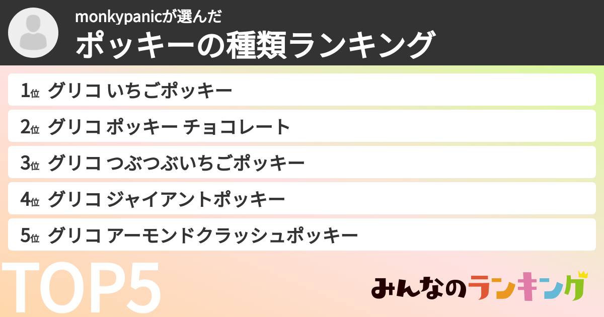 monkypanicさんの「ポッキーの種類ランキング」