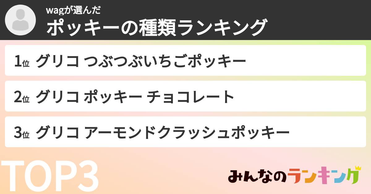 wagさんの「ポッキーの種類ランキング」