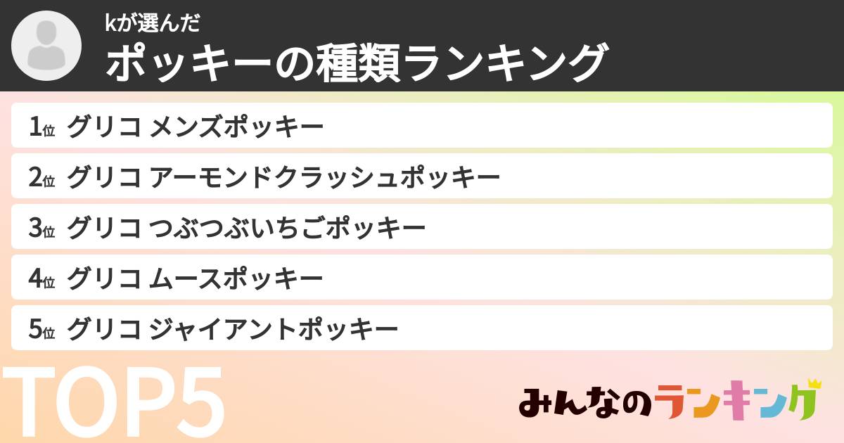 kさんの「ポッキーの種類ランキング」