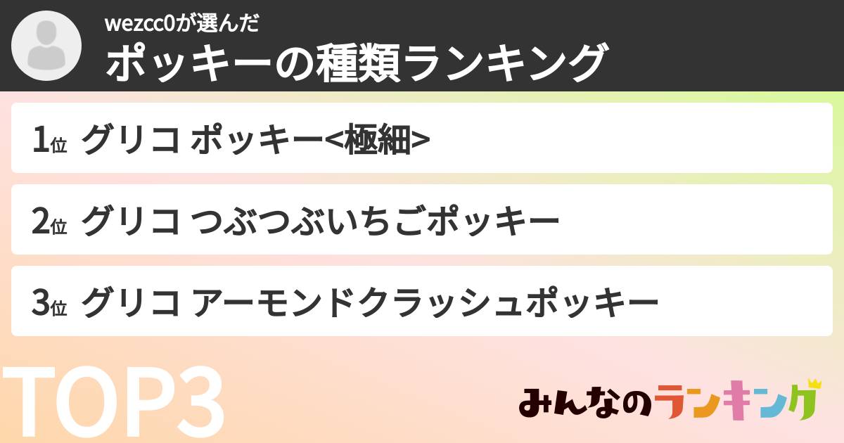 wezcc0さんの「ポッキーの種類ランキング」