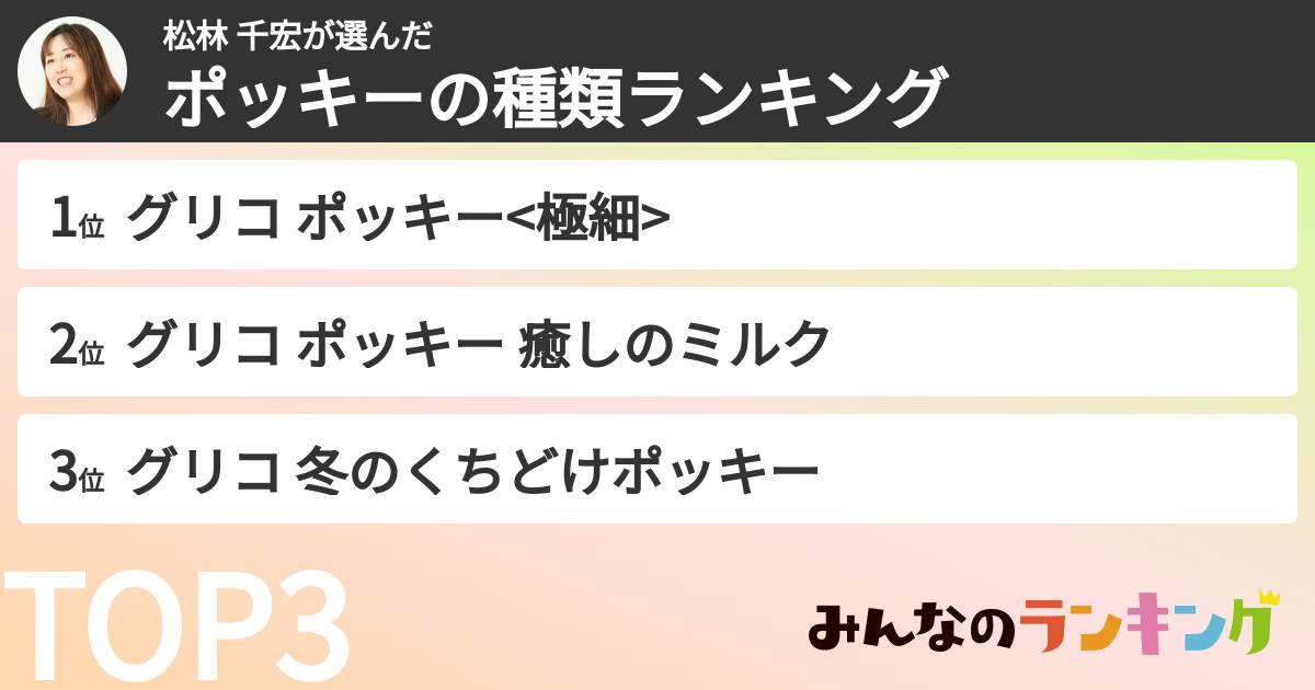 松林 千宏さんの「ポッキーの種類ランキング」