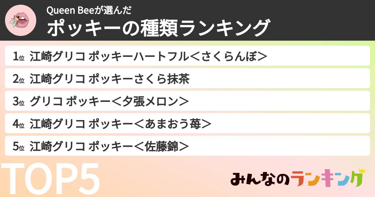 Queen Beeさんの「ポッキーの種類ランキング」