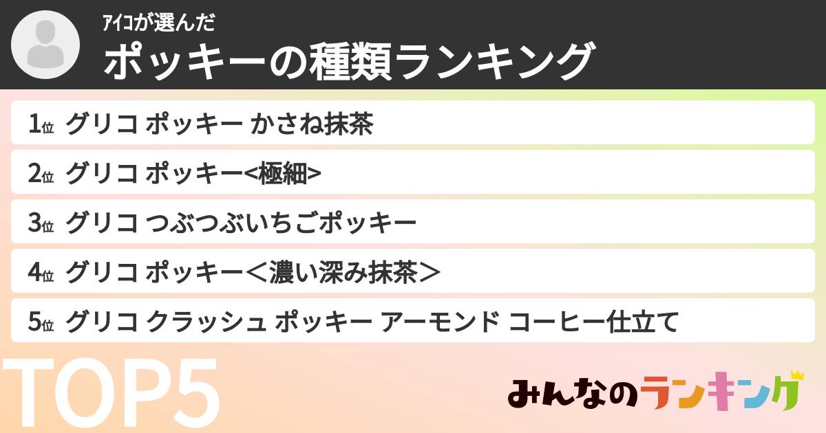 ｱｲｺさんの「ポッキーの種類ランキング」