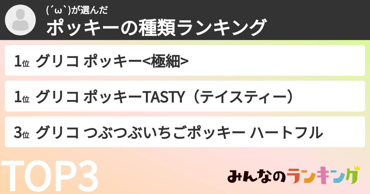 (´ω`)さんの「ポッキーの種類ランキング」