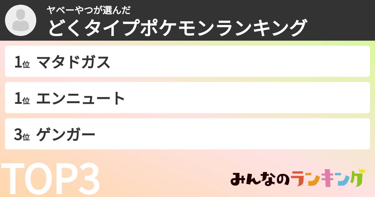 ヤベーやつさんの「どくタイプポケモンランキング」