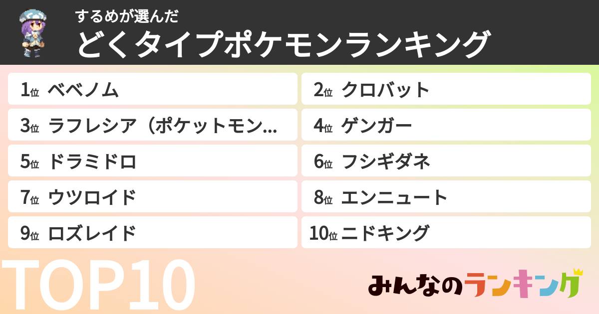 するめさんの「どくタイプポケモンランキング」