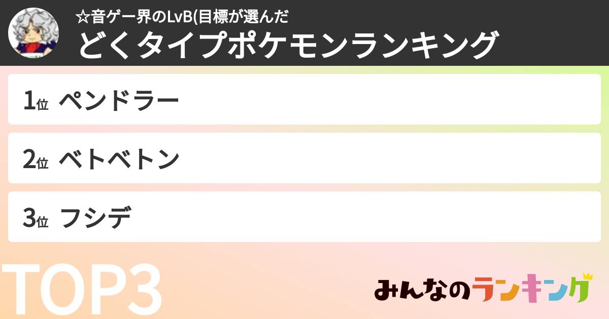 ☆音ゲー界のLvB(目標さんの「どくタイプポケモンランキング」