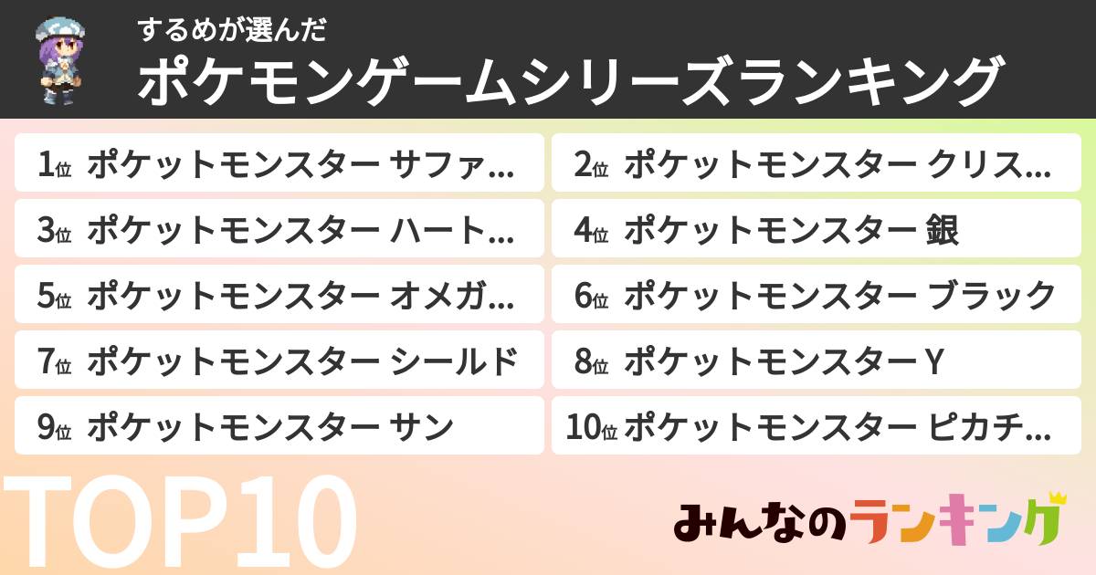 するめさんの「ポケモンゲームシリーズランキング」