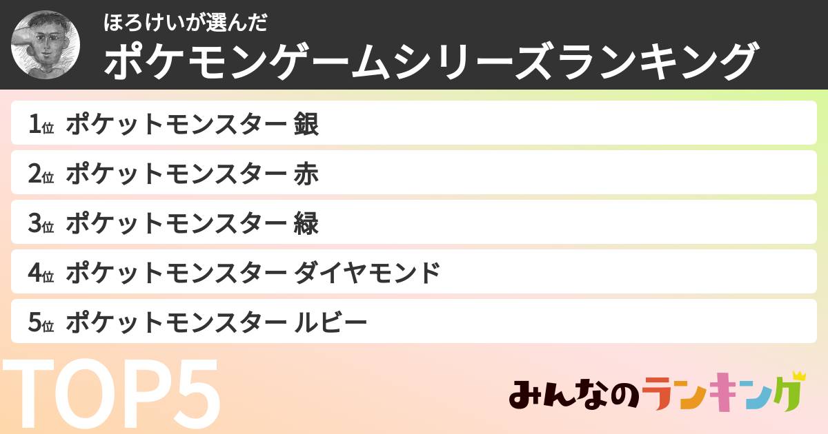 ほろけいさんの「ポケモンゲームシリーズランキング」