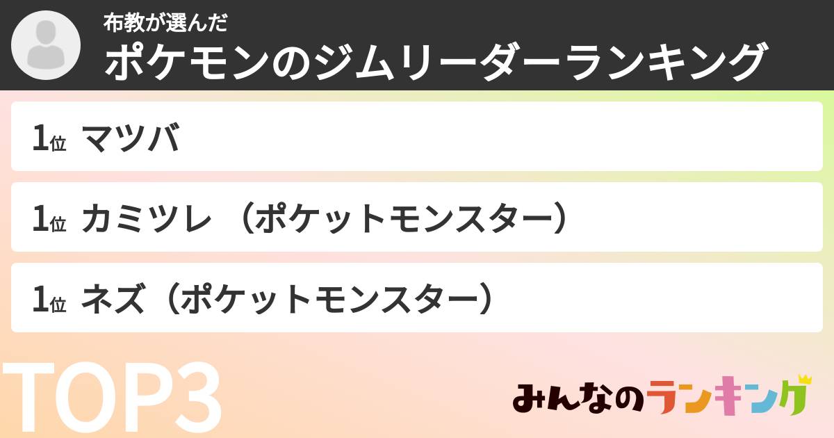 布教さんの「ポケモンのジムリーダーランキング」