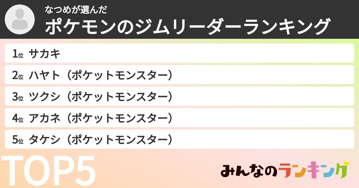 なつめさんの「ポケモンのジムリーダーランキング」