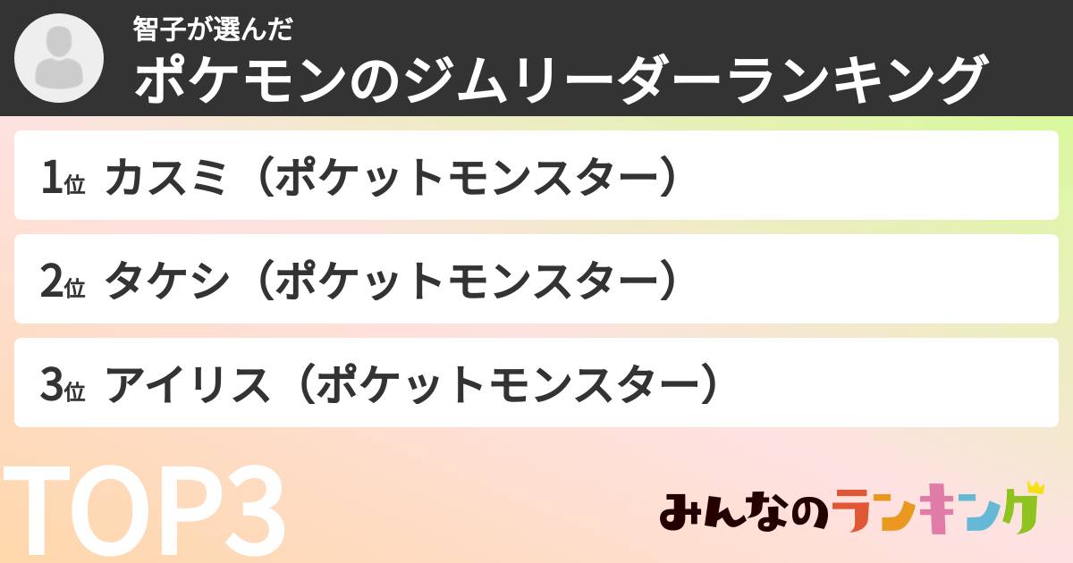 智子さんの「ポケモンのジムリーダーランキング」