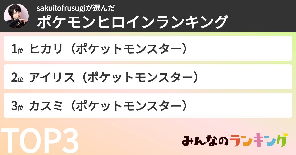 sakuitofrusugiさんの「ポケモンヒロインランキング」