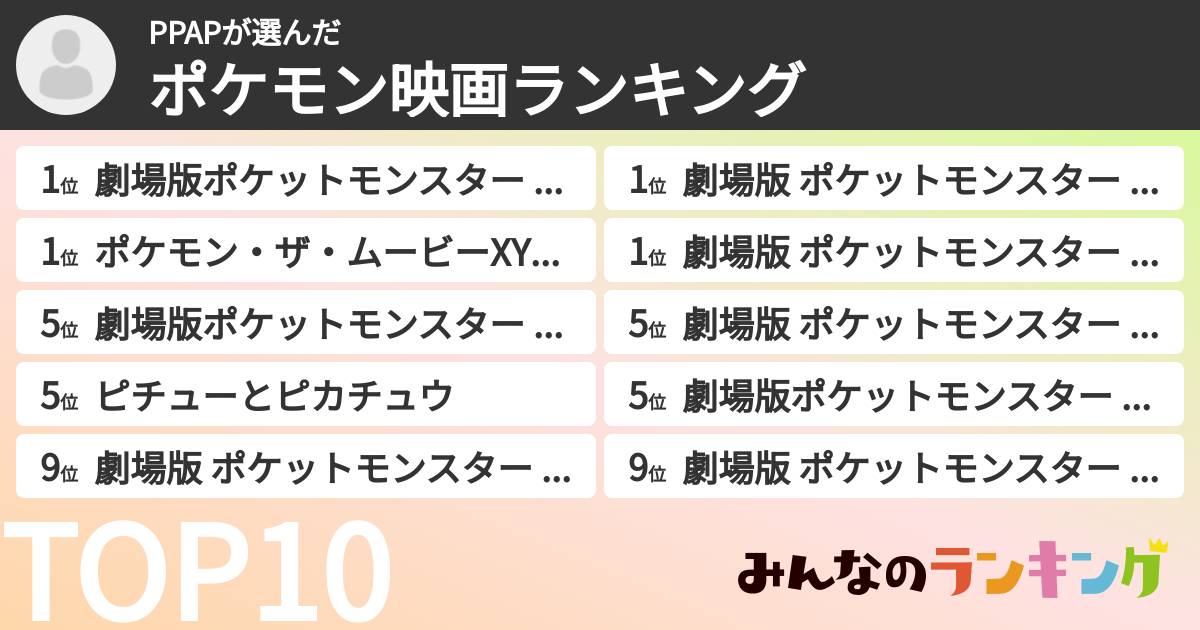 PPAPさんの「ポケモン映画ランキング」