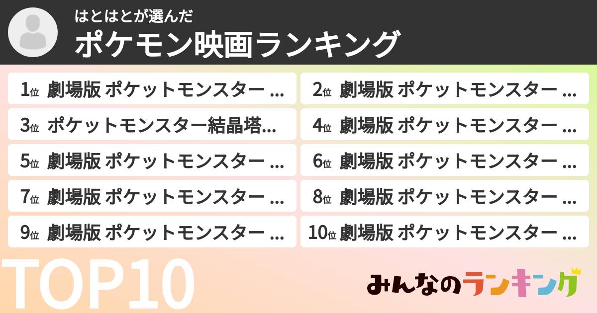 はとはとさんの「ポケモン映画ランキング」
