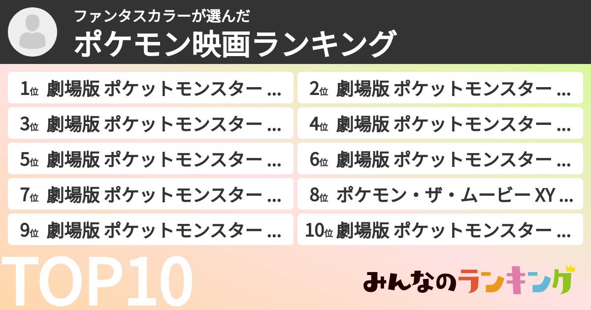 ファンタスカラーさんの「ポケモン映画ランキング」