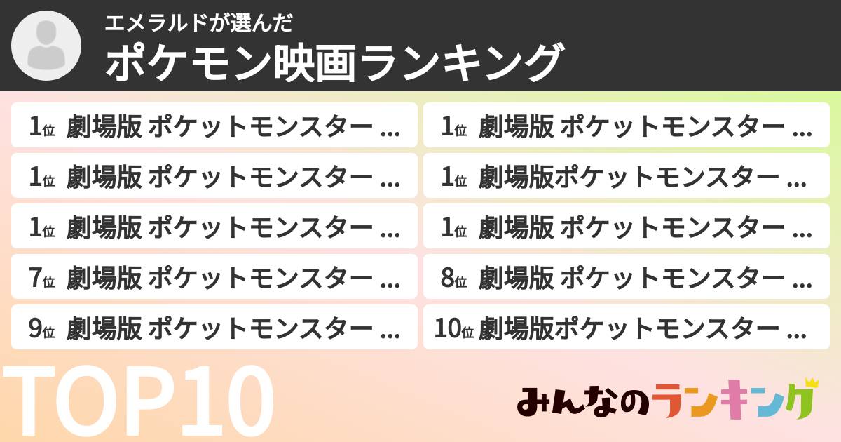 エメラルドさんの「ポケモン映画ランキング」