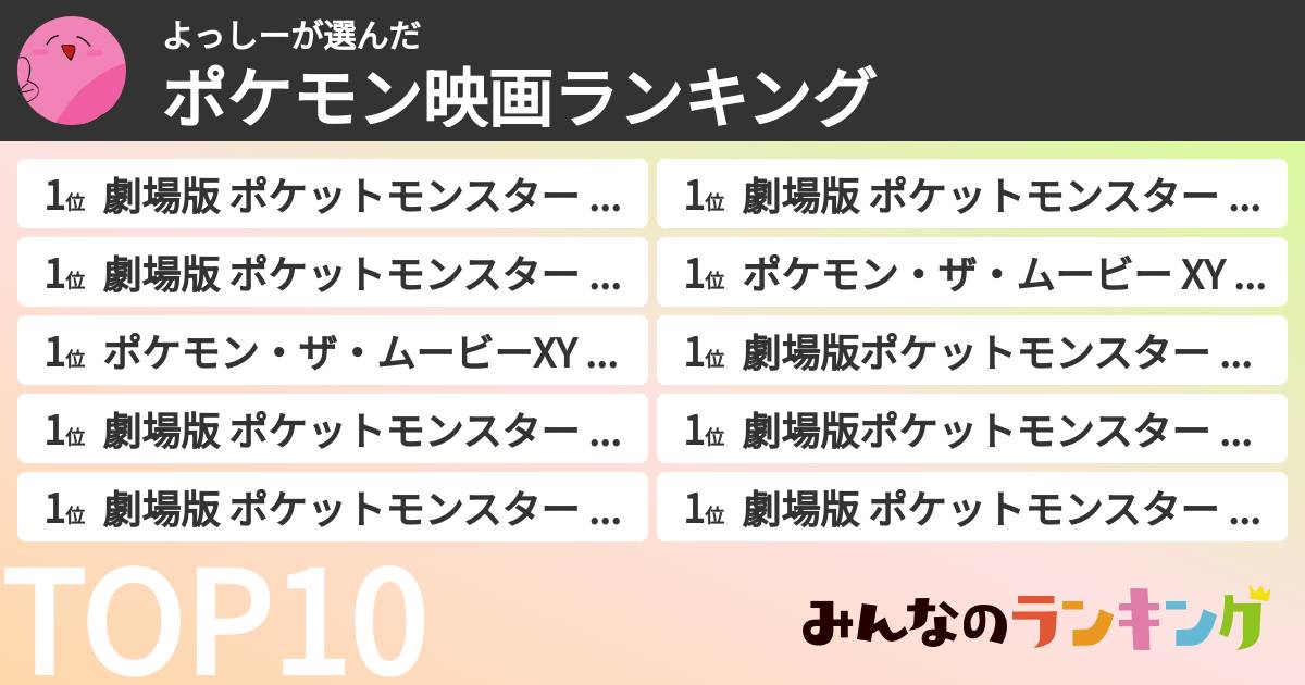 よっしーさんの「ポケモン映画ランキング」
