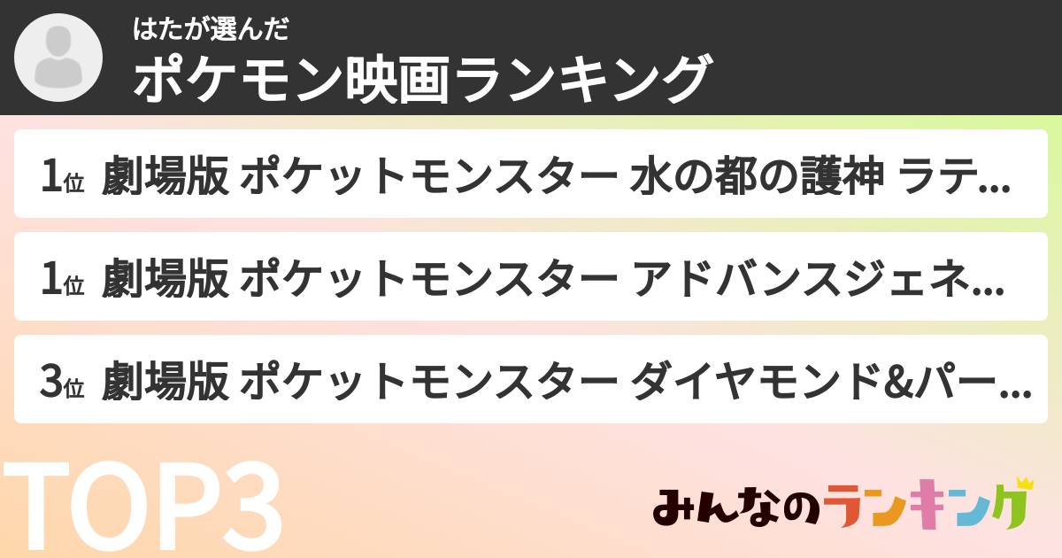 はたさんの「ポケモン映画ランキング」