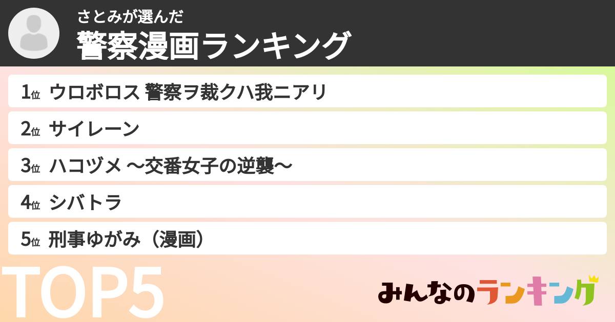 さとみさんの「警察漫画ランキング」