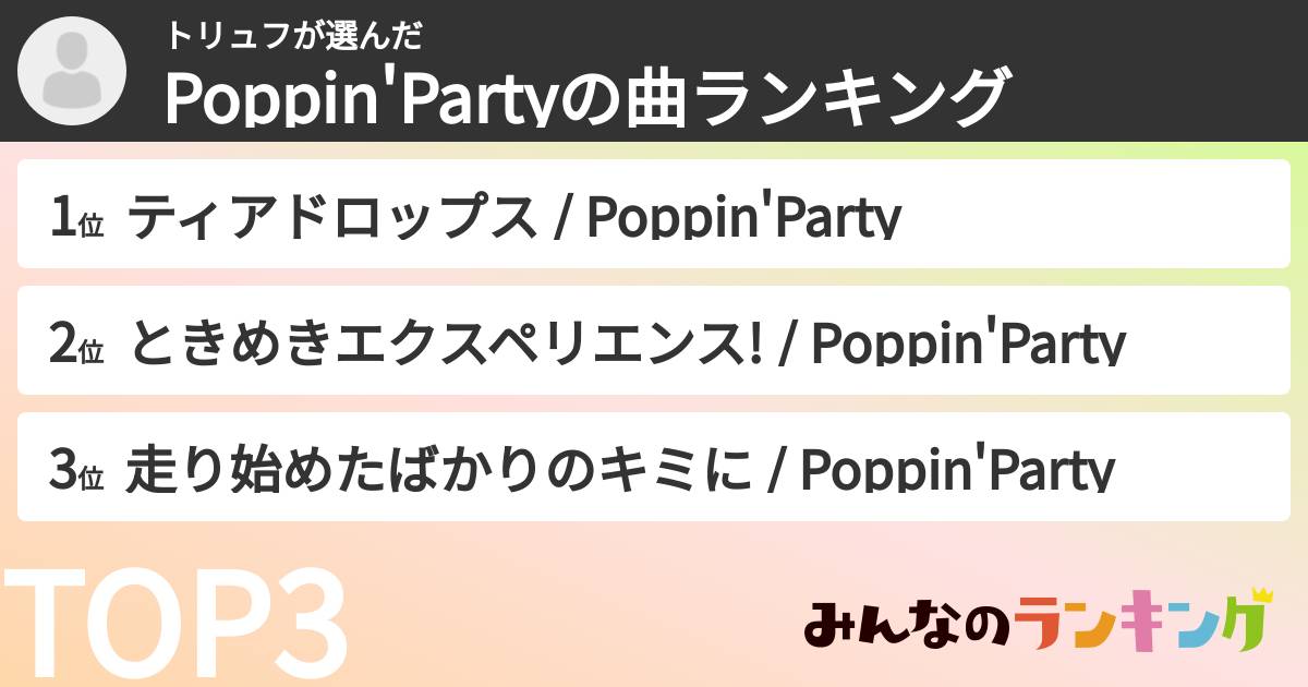 トリュフさんの「Poppin'Partyの曲ランキング」