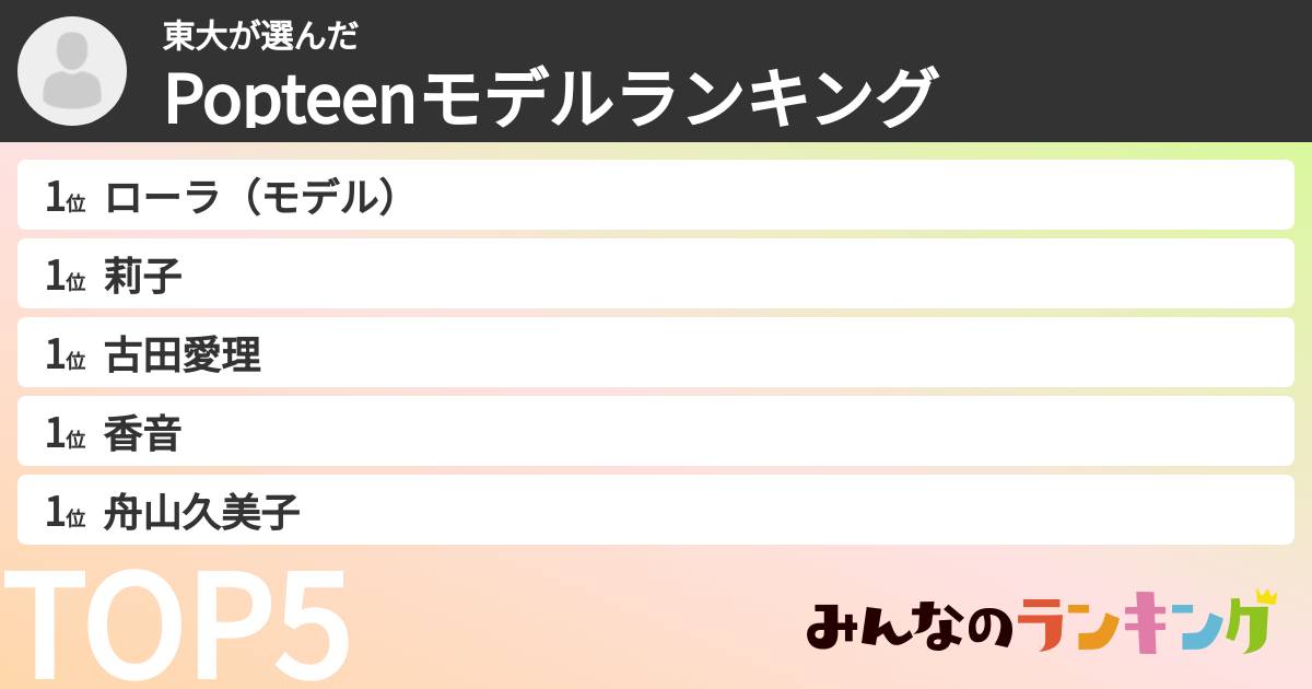 東大さんの「Popteenモデルランキング」