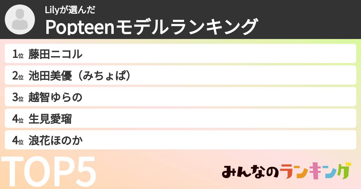 Lilyさんの「Popteenモデルランキング」
