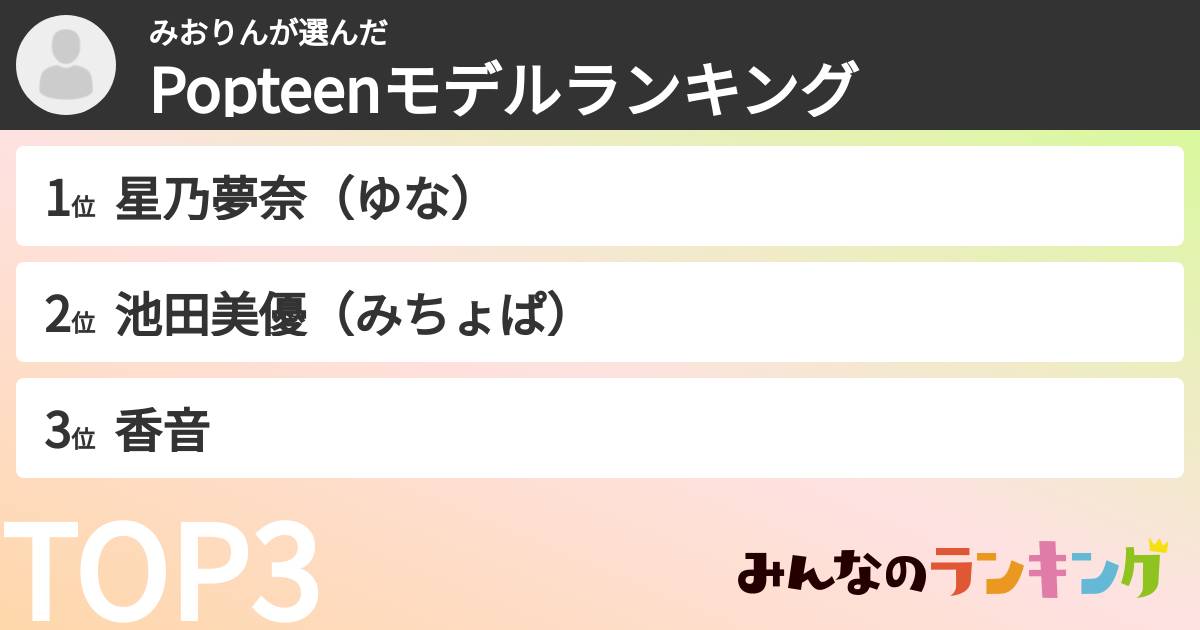 みおりんさんの「Popteenモデルランキング」