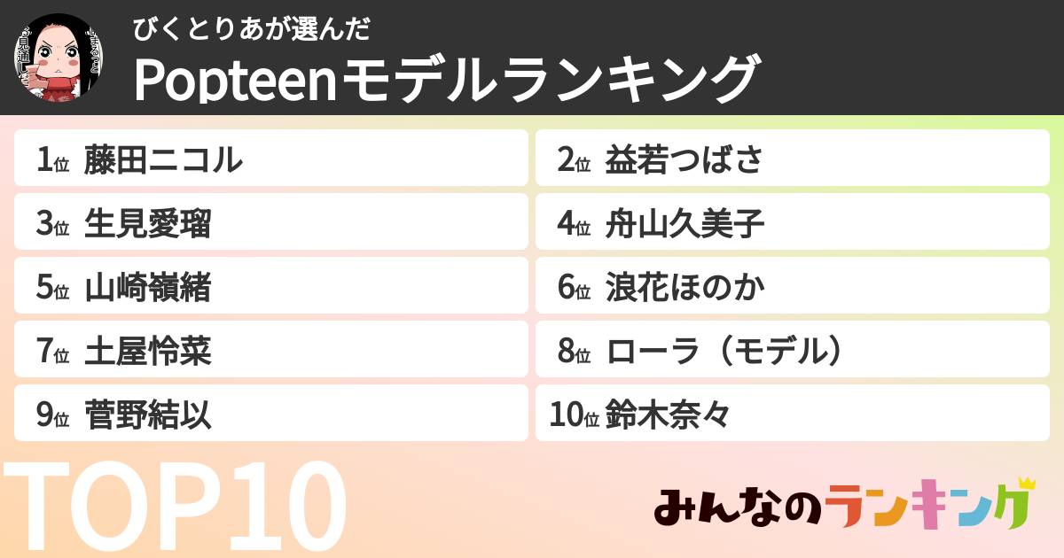 びくとりあさんの「Popteenモデルランキング」