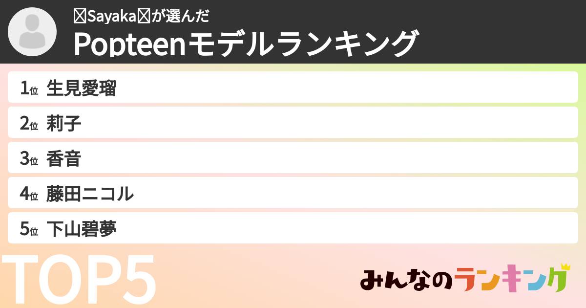 ⭐︎Sayaka⭐︎さんの「Popteenモデルランキング」