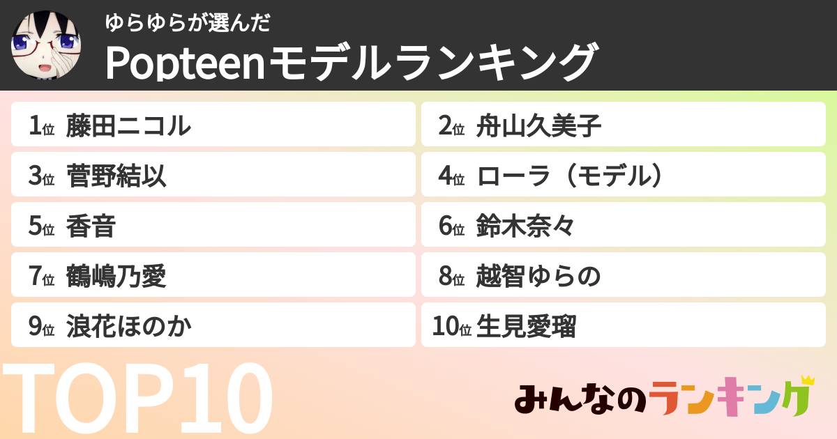 ゆらゆらさんの「Popteenモデルランキング」