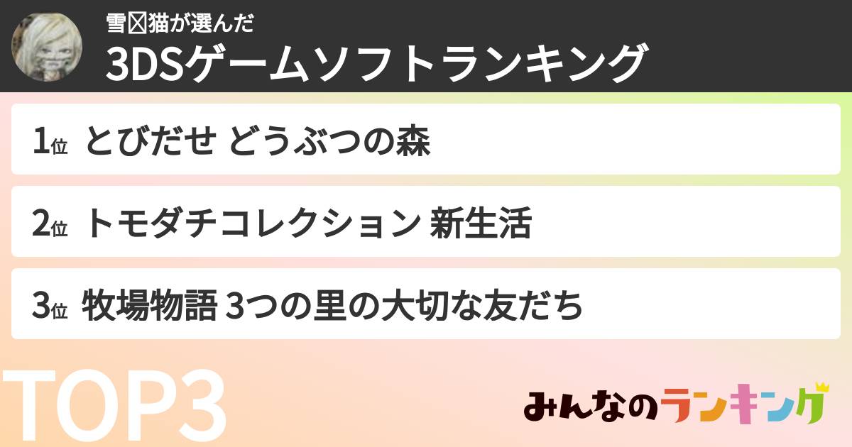 雪❅猫さんの「3DSゲームソフトランキング」