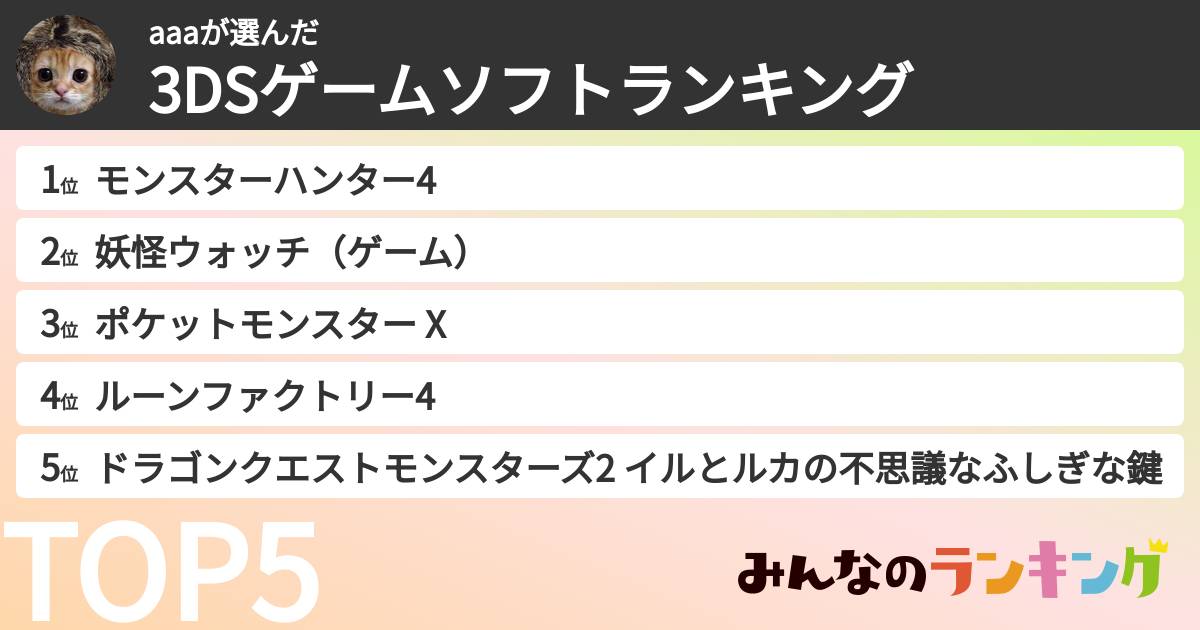aaaさんの「3DSゲームソフトランキング」