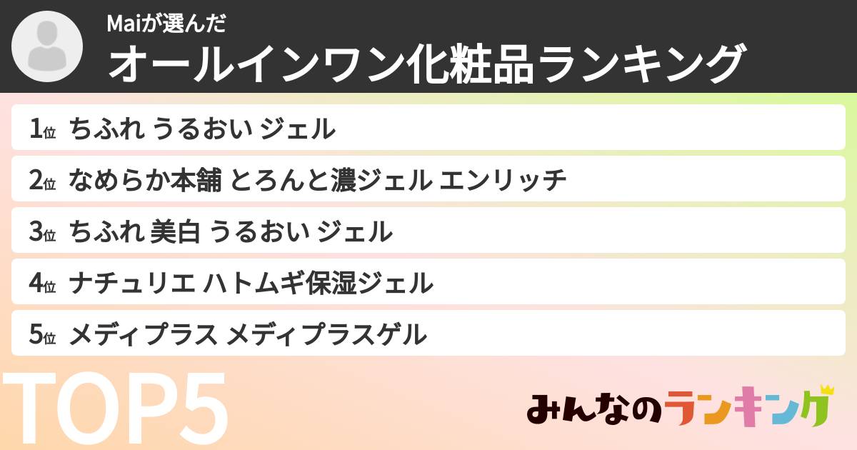 Maiさんの「オールインワン化粧品ランキング」