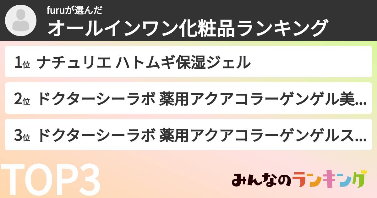 furuさんの「オールインワン化粧品ランキング」
