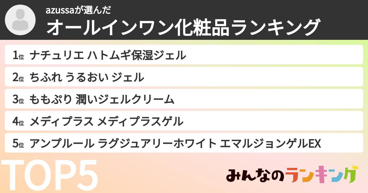 azussaさんの「オールインワン化粧品ランキング」