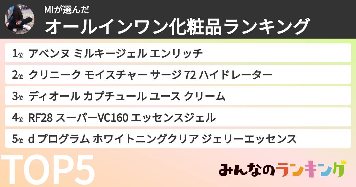 MIさんの「オールインワン化粧品ランキング」